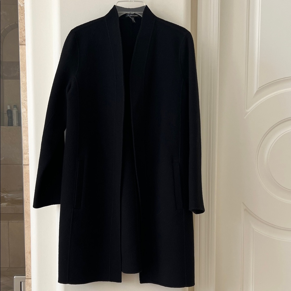 Eileen Fisher Elegant Wool Black mid length Coat